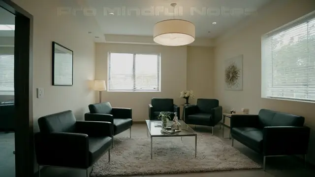 Psychotherapist consultation room, initial patient evaluation, billing documentation, medical coding process, mental health practice environment