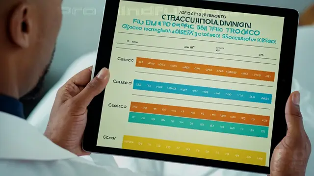 Smiling healthcare professional holding a digital tablet displaying a chart of tobacco cessation codes, motivational quotes on quitting smoking, graphical representation of successful quit rates over time