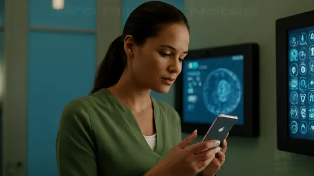 a woman interacting with a digital assistant