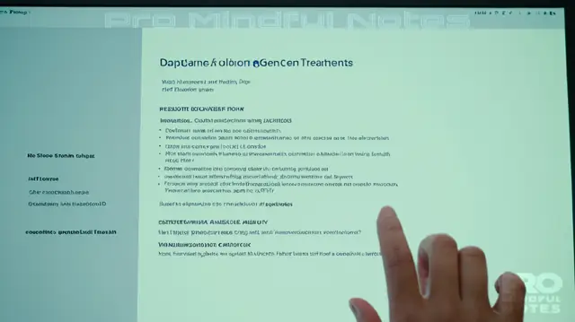 A close-up image of a computer screen displaying an open document outlining Streamline therapy treatment plans, hands gently guiding illustrative visuals on DAP note structure, professional figures in contemplative discussion, therapeutic setting ambiance, mental health care symbolism