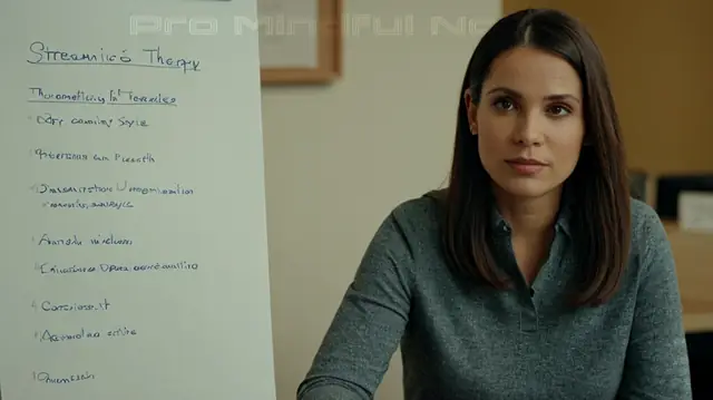 A streamlined therapy session, attentive note-taker, professional background, focused documentation, therapeutic strategies in action, effective DAP notes on display, mental health professional at work, expert guidance visible, clear and concise writing style, organized and structured paperwork