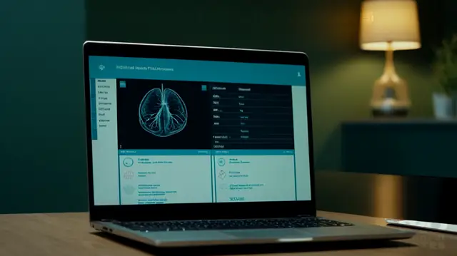 Healthcare professional using EHR software on a modern laptop