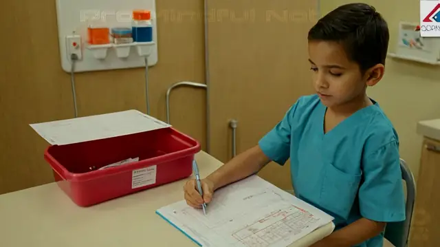 - Child playing in hospital room
- Pediatrician writing on chart
- Medical illustration of SOAP note format
- Interactive template interface
- Healthcare provider consulting patient file
- Diverse group of healthcare professionals collaborating
- Children and families engaged with medical care process
- Technological tools for record-keeping integration
response: Child playing in hospital room, pediatrician writing on chart, medical illustration of SOAP note format, interactive template interface, healthcare provider consulting patient file, diverse group of healthcare professionals collaborating, children and families engaged with medical care process, technological tools for record-keeping integration
