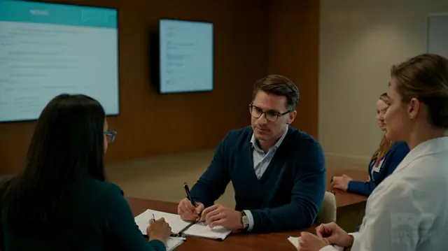 A diverse group of healthcare professionals engaged in therapeutic conversations, patients comfortably seated in a warmly lit room, digital screens displaying structured note formats, various hand-written notes and documents interconnected on a table, symbols representing different elements of the PIE method