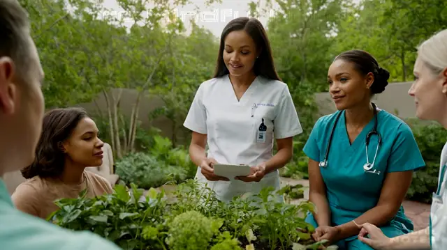 A serene mental health facility garden