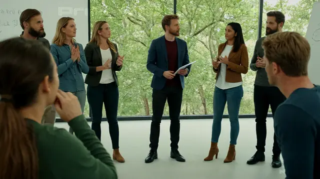 A diverse group of people engaged in a circle