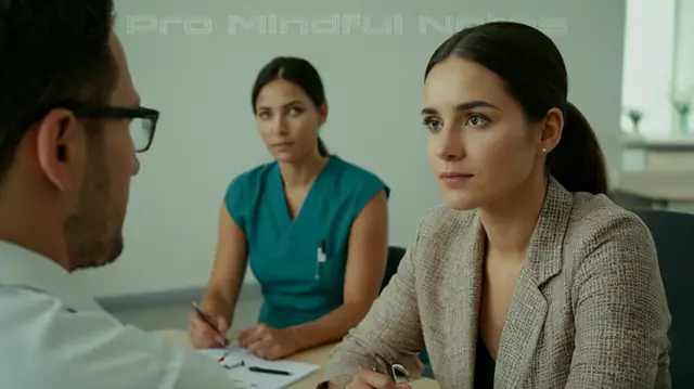 Multiple individuals engaged in professional consultation, diverse body language conveying empathy, visuals of standardized psychological testing instruments, serene medical environment, focused attention on mental healthcare practices