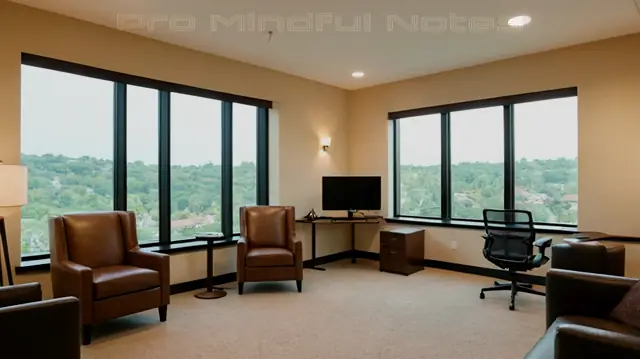 A warmly lit cozy office space