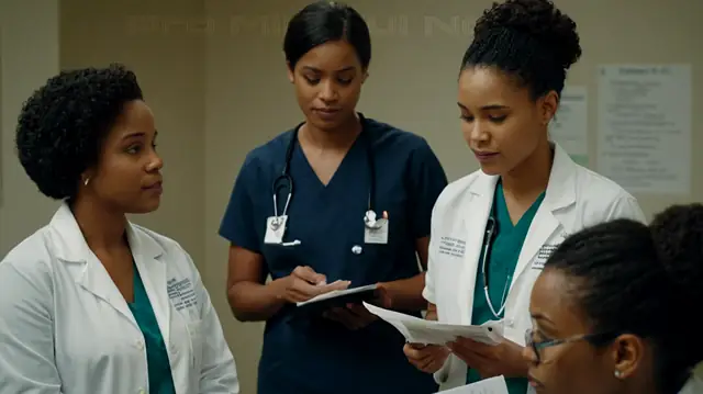 A diverse group of mental health professionals engaged in collaborative dialogue, surrounded by organized notes and documents outlining patient care plans using SOAP format