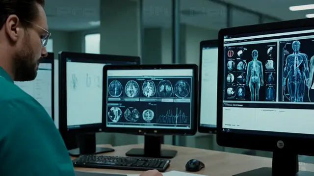 clinicians working on electronic health record systems, streamlined documentation process, clear visual hierarchy of medical information, various specialized templates for clinical notes, icons representing common procedures, highlighted tips and annotations guiding efficient charting practices