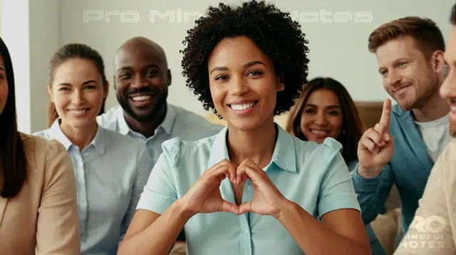 A professional in a therapeutic setting engaging clients, hands gesturing towards heart emojis, smiling faces symbolizing trust and rapport, diverse group of individuals from various cultural backgrounds representing inclusivity, interconnected nodes illustrating network connections, ambiance reflecting positivity and growth