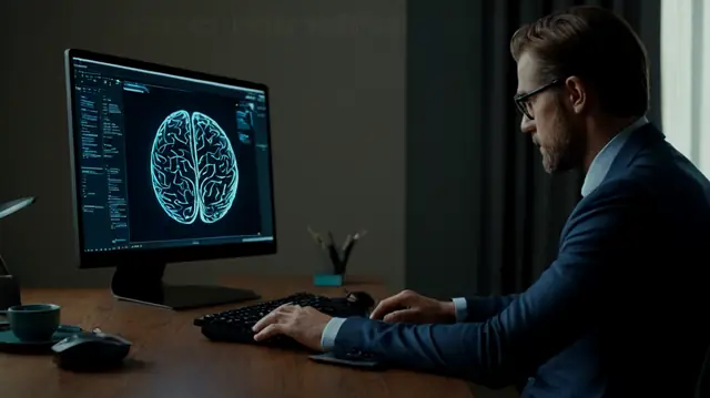 Therapist typing on a computer