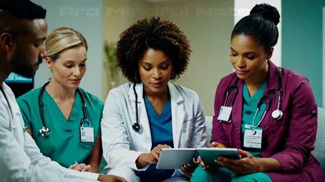 A diverse group of healthcare professionals collaborating