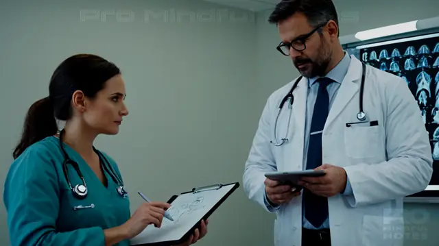 collaborative doctors consulting on patient file, digital whiteboard, medical symbols, teamwork in action, professional interaction, streamlined workflows, technology-driven healthcare