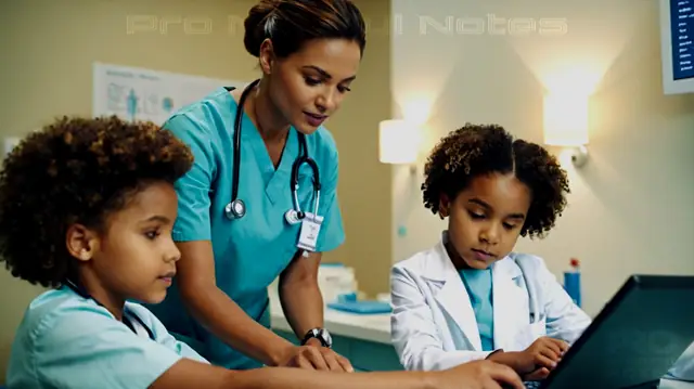 A doctor or nurse reviewing medical charts